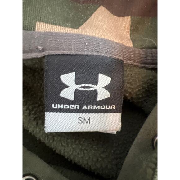 UNDER ARMOUR STORM LONG SLEEVE PULL OVER HOODIE ARMY GREEN AND CAMO SIZE SMALL - Picture 7 of 8